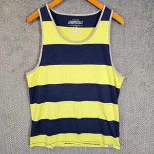 Aeropostale Mens Striped Tank Top Blue Yellow Cotton Sleeveless Shirt Large